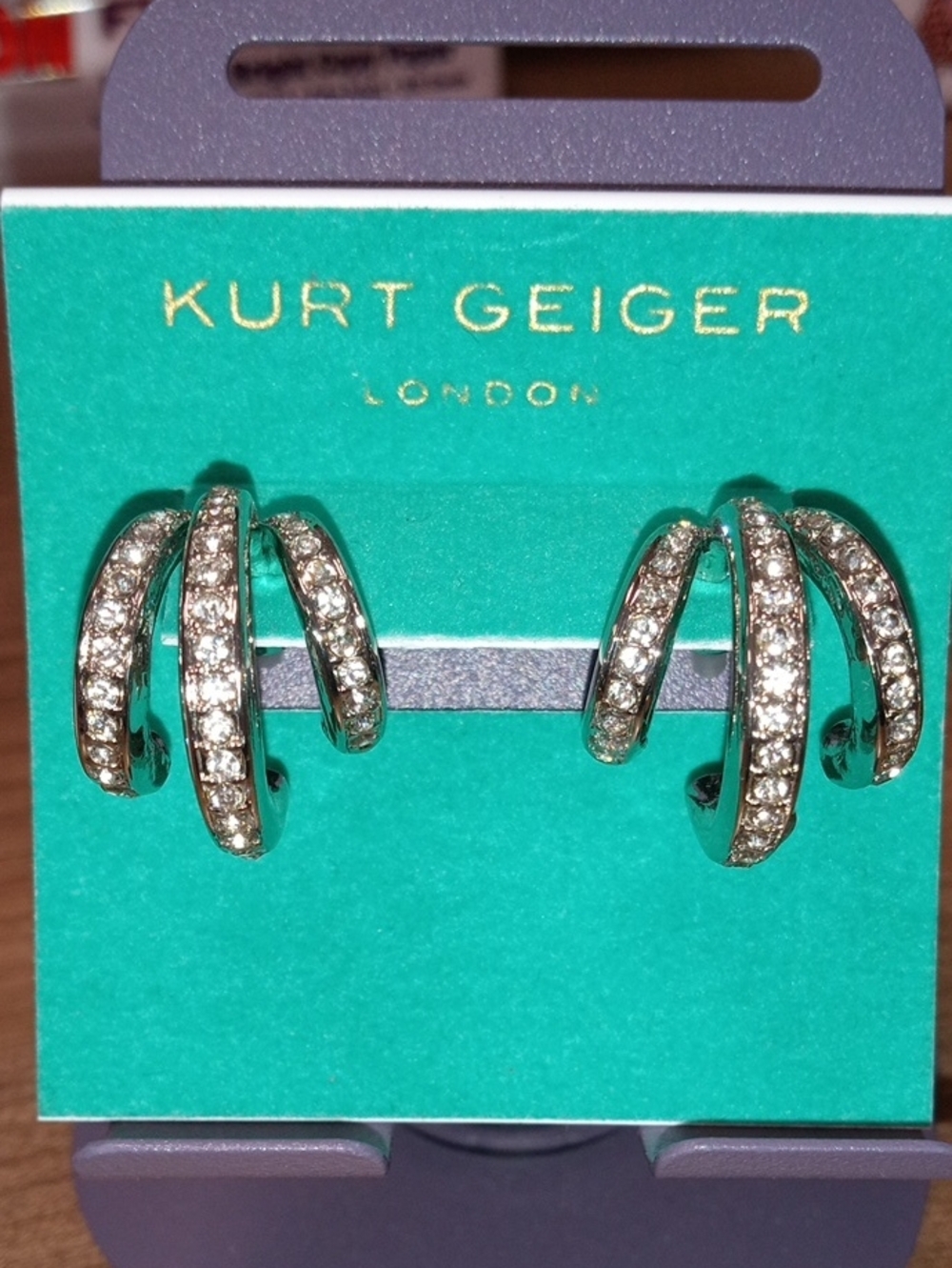 Kurt Geiger Silver Crystal Triple-Arc Clip Earrings